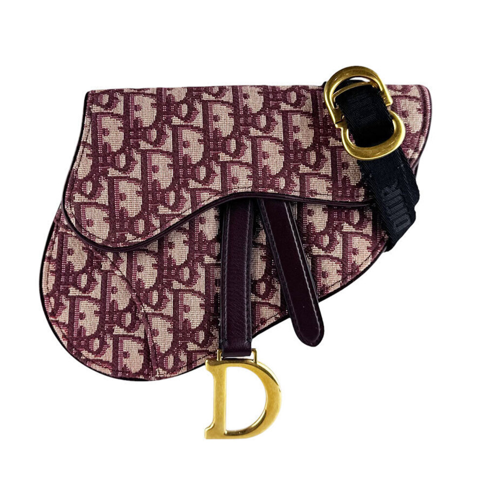 Christian Dior Waist Bag Body Canvas Burgundy Red